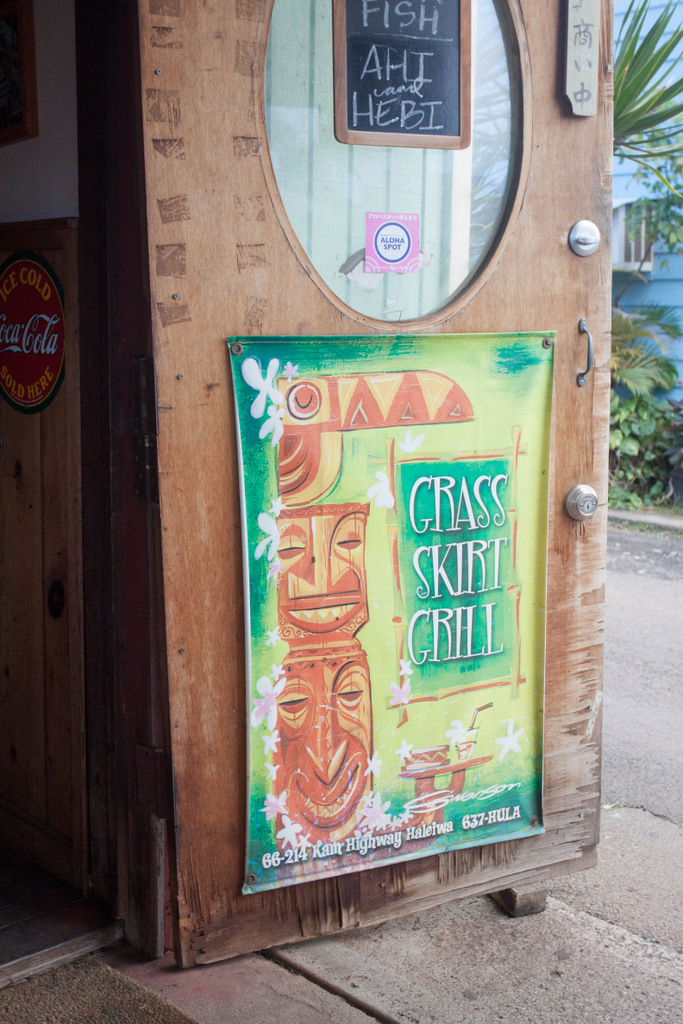 Grass Skirt Grill in Haleiwa Sign